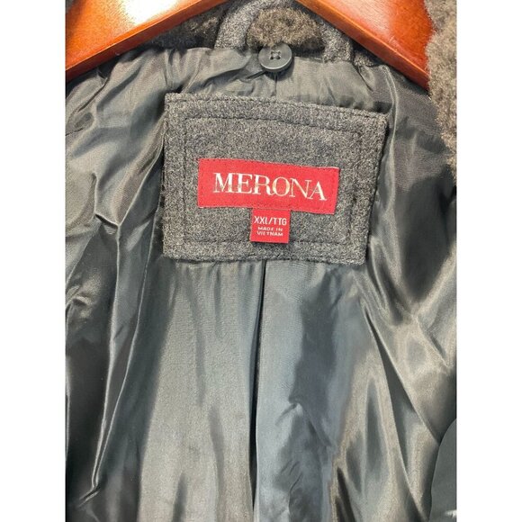 Merona Mens Wool & Polyester Winter Jacket XXL With Faux Fur Collar - Picture 3 of 9